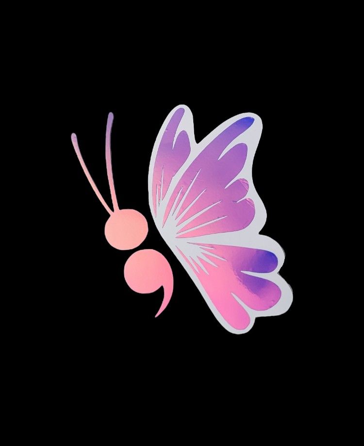 Holographic Semicolon Butterfly Decal