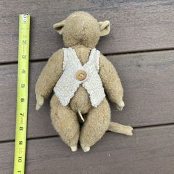 Vintage 80s Monkey In A Stylish Vest Plush Toy Animal Doll Stuffed 
