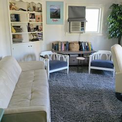 Stylish, durable, easy to clean, Off-White Genuine Leather Sofa - $300 obo