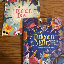 Like New Two Hardcover Unicorn Day And Unicorn Night Books