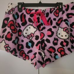 Hello Kitty fuzzy pajama shorts with a pink leopard print Size  XL