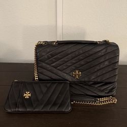 Black Tory Burch Kira Chevron Side & Wallet