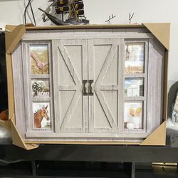 Farmhouse style photo frame with doors and windows