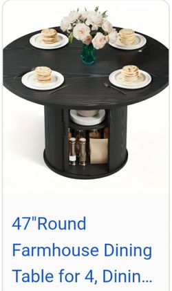 47" Round Farmhouse Dining Table with Storage