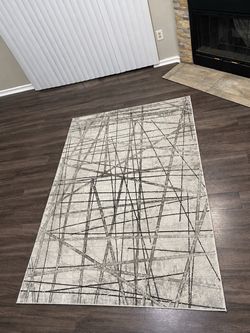 Modern Abstract Area Rug Cream Gray