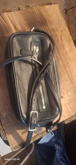 Coach black leather shoulder clutch