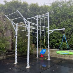 BeaverFit Outdoor Functional Training Rig + Rubber Mats & Rings – Commercial Grade 