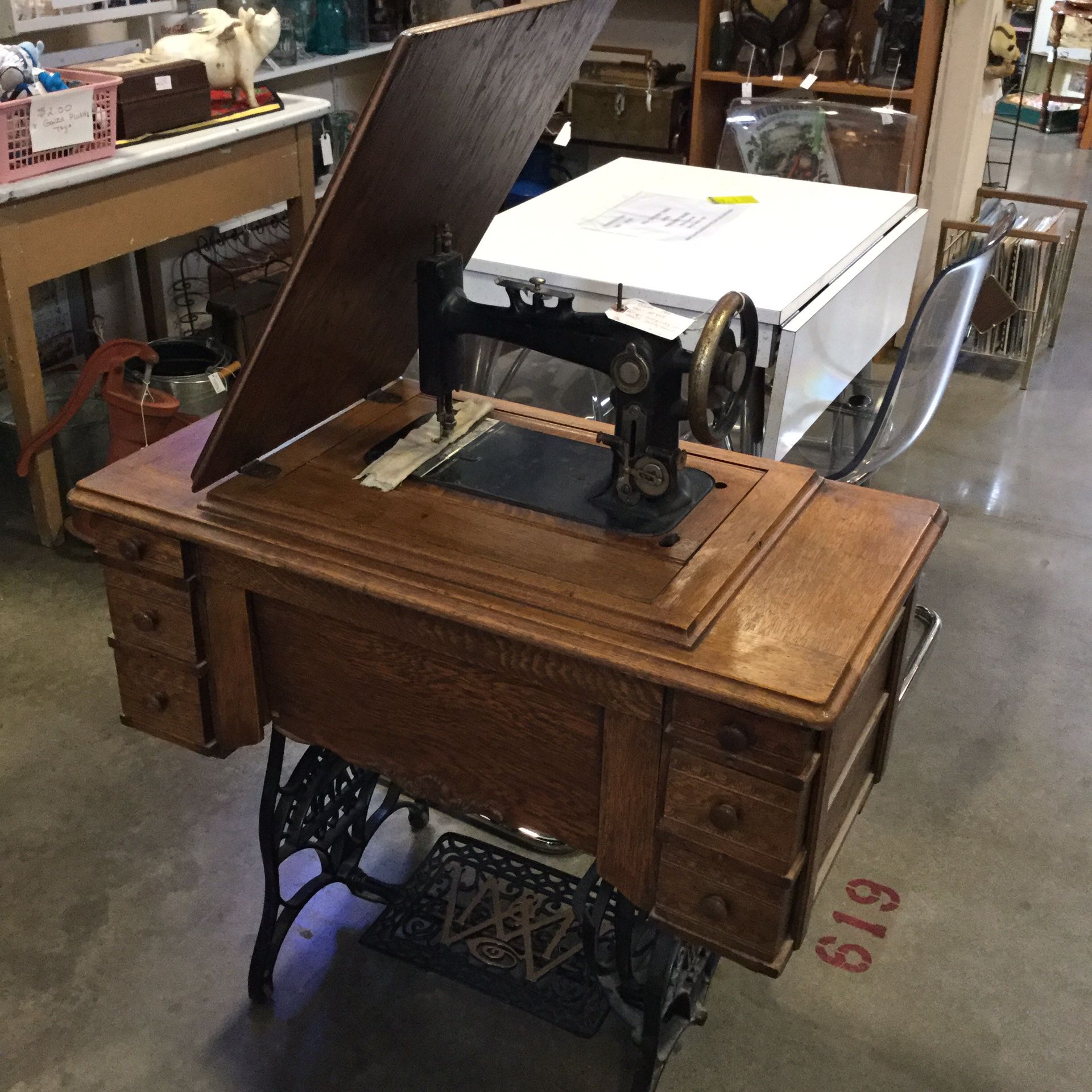 vintage Montgomery Ward treadle sewing machine
