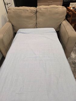 Beige Fabric Loveseat Sleeper Sofa