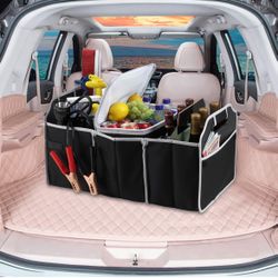 umeen Car Trunk Organizer and Storage with Foldable Compartments and Reinforced Handles for Auto, SUV, Truck, Minivan, us-99
