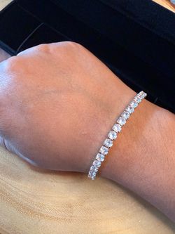 Gold-Toned Tennis Bracelet with Clear Stones