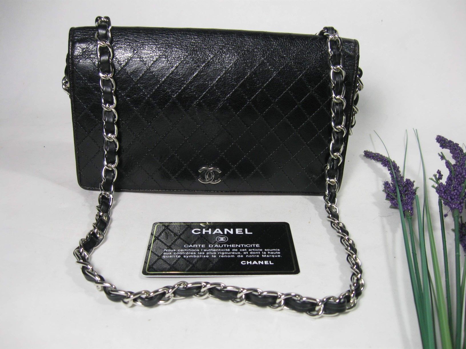 Chanel Black Calfskin Leather CC Long Full Flap Bag Wallet