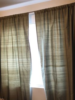 Pottery Barn Silk Sage Green Curtains