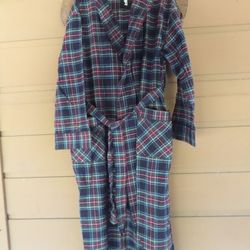 CQR Men's 100% Cotton Flannel Robe Lightweight Soft Plaid Lounge Night Sleepwear
