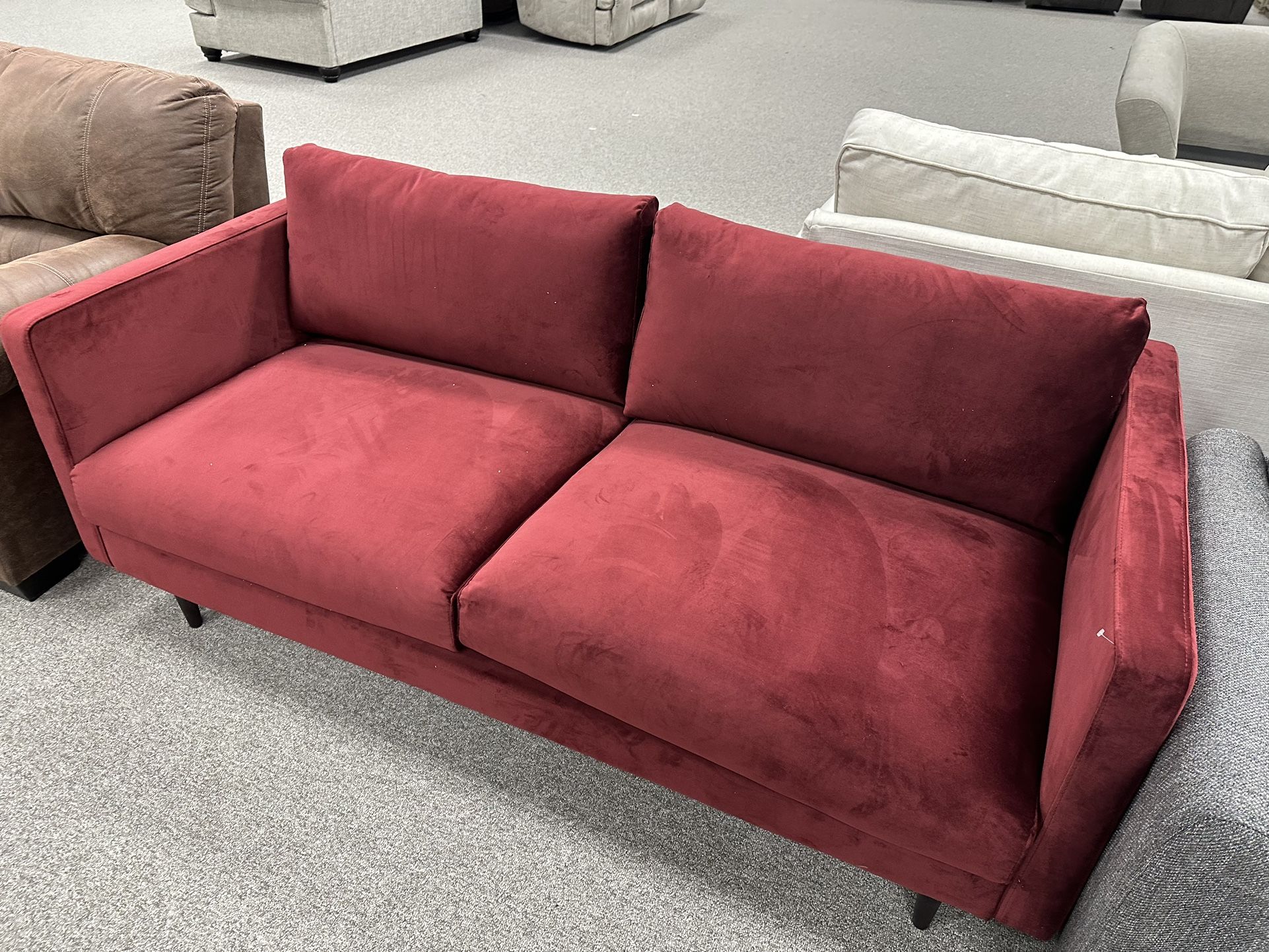 Ashleys Wine Sofa Love Seat NEW!!! Velvet Wine