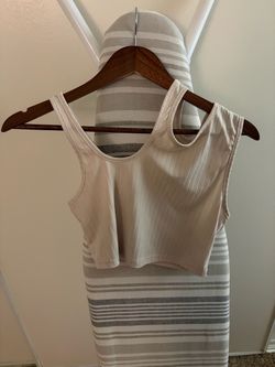Crop Top ribbed , creme color , large