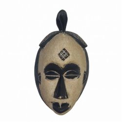 Vintage African Tribal Face Mask Wall Hang Wooden Punu Mask Gabon 13½"