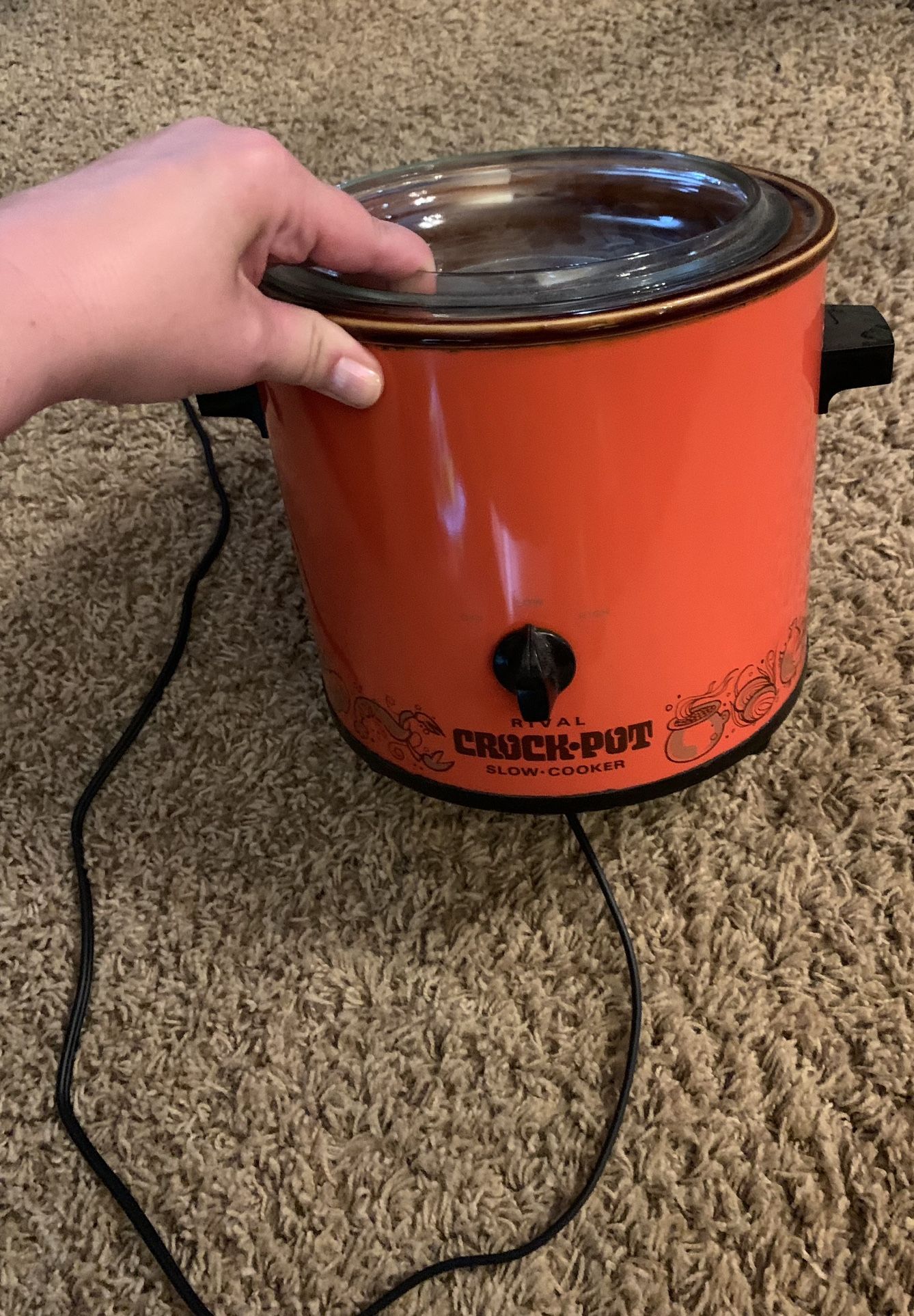 Rival Crock Pot Slow Cooker Stoneware 3100/2l 3.5 Qt. Vintage Red/orange
