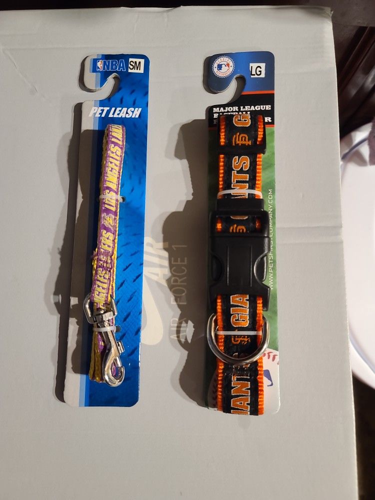 Lakers Dog Leash And Giants Dog Collar
