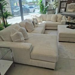 Extra Fluffy Corduroy Sectional Couch Set 🌟 Fast Delivery Extra Discount Code RSG 
🔥🔥 Mention OfferUp for this Special Price!!
