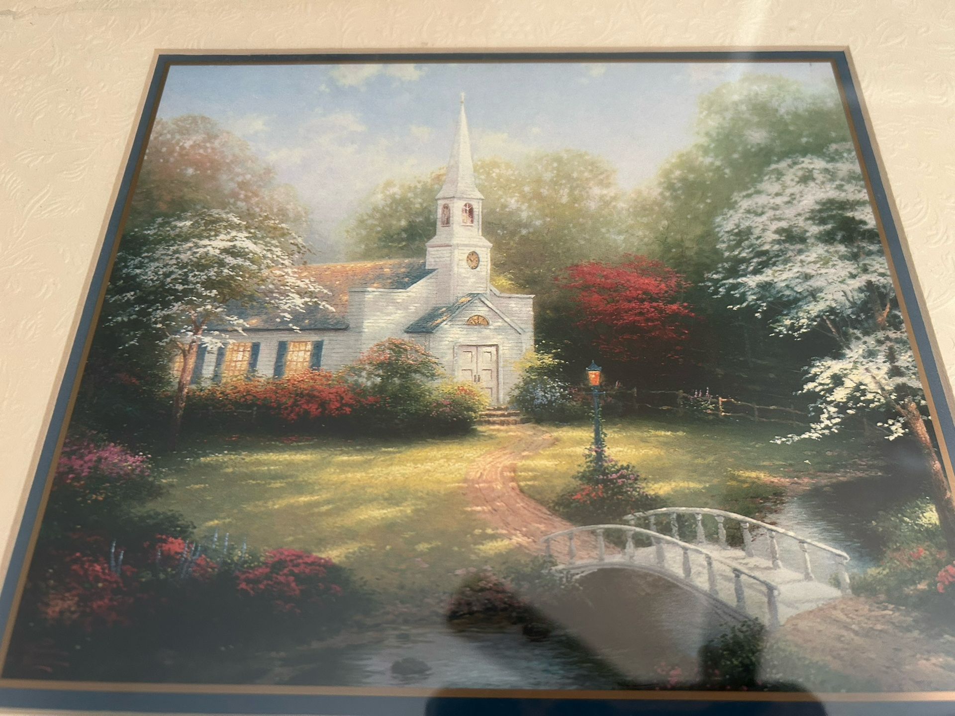 Hometown Chapel By Thomas Kinkade. 14 1/2 X 17 1/2 Frame Included Along With Certificate Of Authenticity 