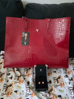 Red bag and earrings
