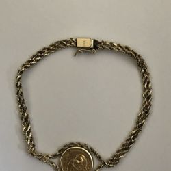 1990 Fine 5 Yuan Panda Coin .999 China In 14K Bracelet 7" VHTF COOL Investment Gold