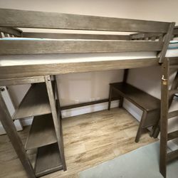 Loft Bed - Max And Lily Loft Bed With Shelves And Desk