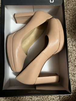 Nude Block Heel Platform Pumps 7.5