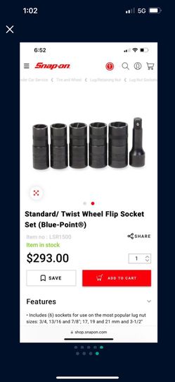 Blue point 6 pcs flip sockets set new $180