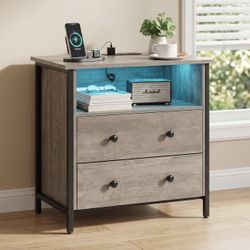 27 Inch Nightstand With Charging Station 