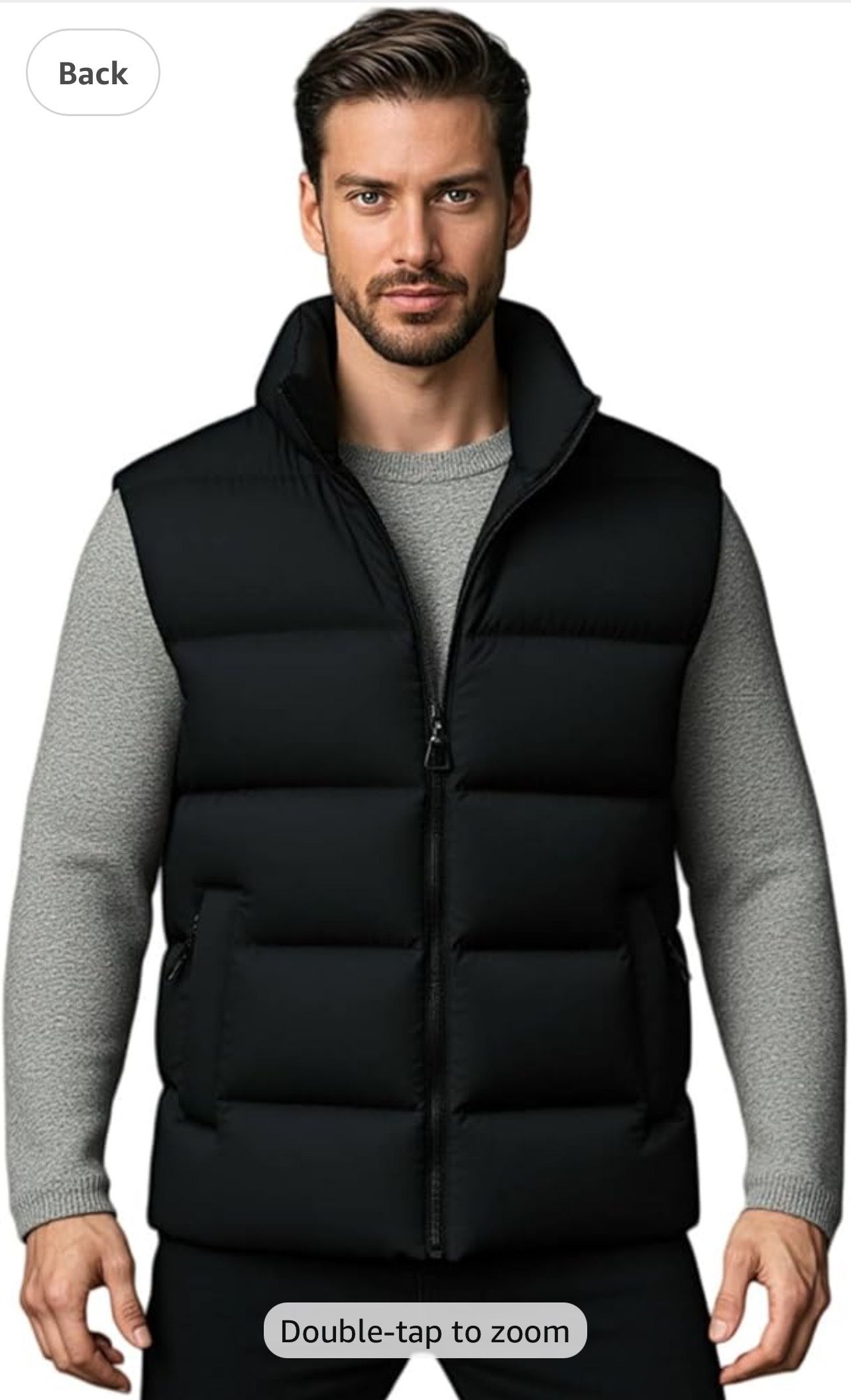 xl size Men's Winter Fleece Vest, Windproof Thermal Puffer Sleeveless Jacket, Stand Collar, M-5XL