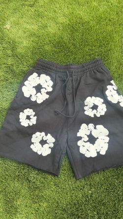 Black n white denim tear shorts