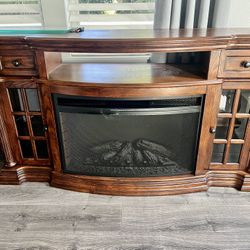 Like New Fireplace And Cabinet