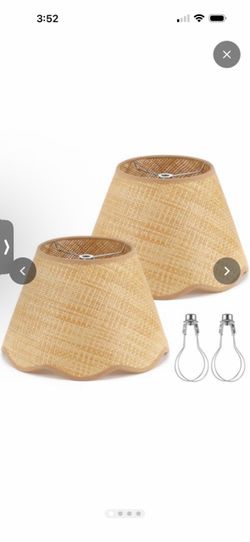 Lewtemi 2 Small Lamp Shade, 5.5" Top x 10" Bottom x 6.6" High,Scalloped Lamp Shade for Table Lamps, Empire Boho Lampshade Replacement Spider,Clip on A