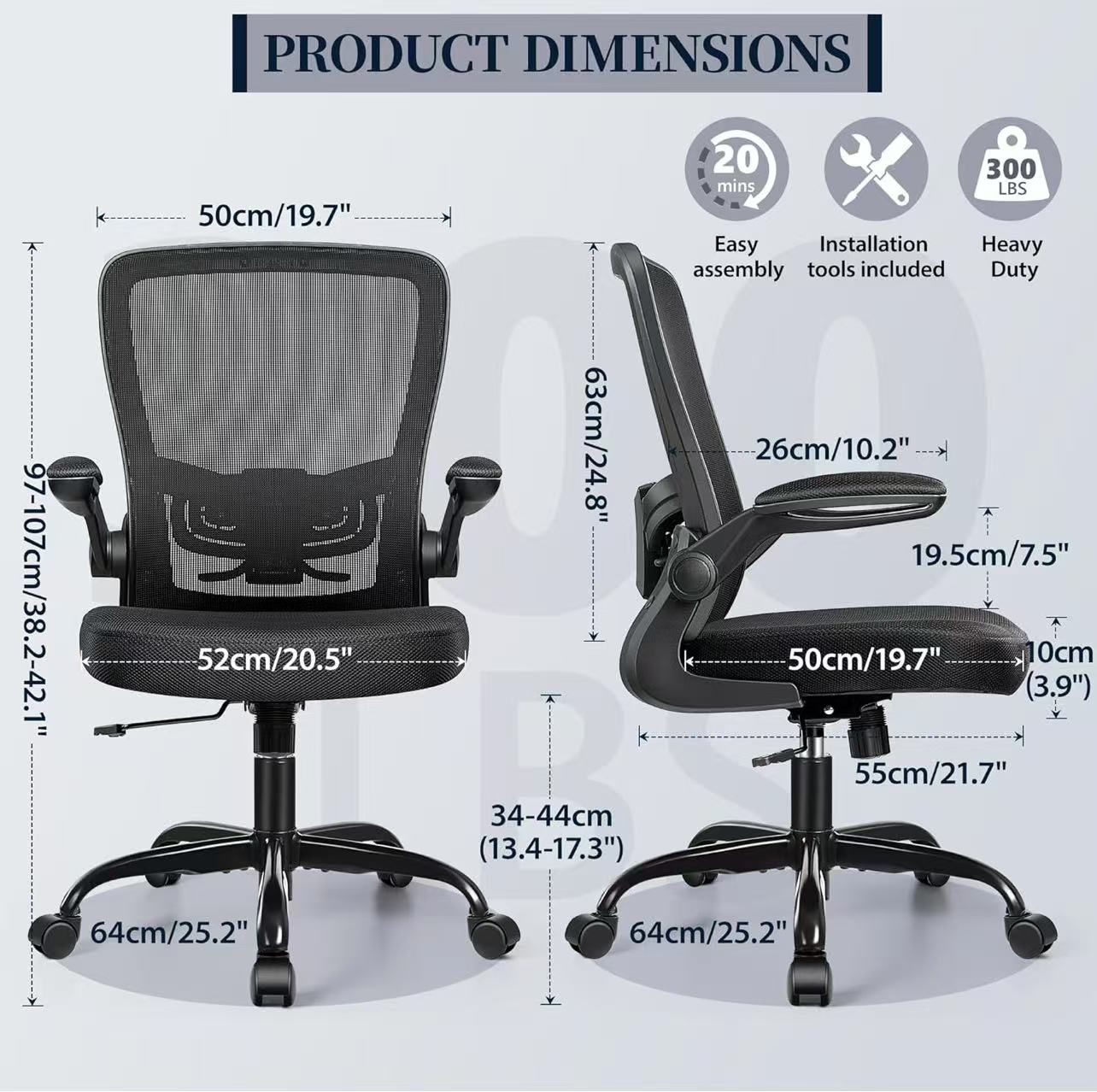 🥨Office Chair, Ergonomic Desk Chair with Adjustable Height and Lumbar Support Swivel Lumbar Support Desk Computer Chair with Flip up Armrests