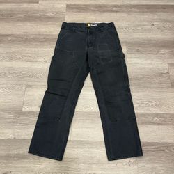 Black Carhartt Double Knees Relaxed Fit 32x30