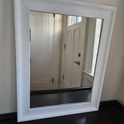 White Framed Rectangular Hanging Wall Mirror