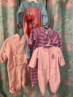 Girls 12 months warm one piece pink suit with hoodie. All others sold.