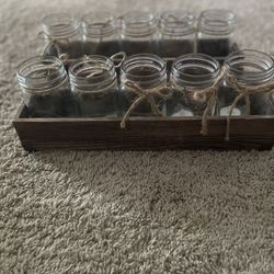 Glass Jars with Wood Crate 