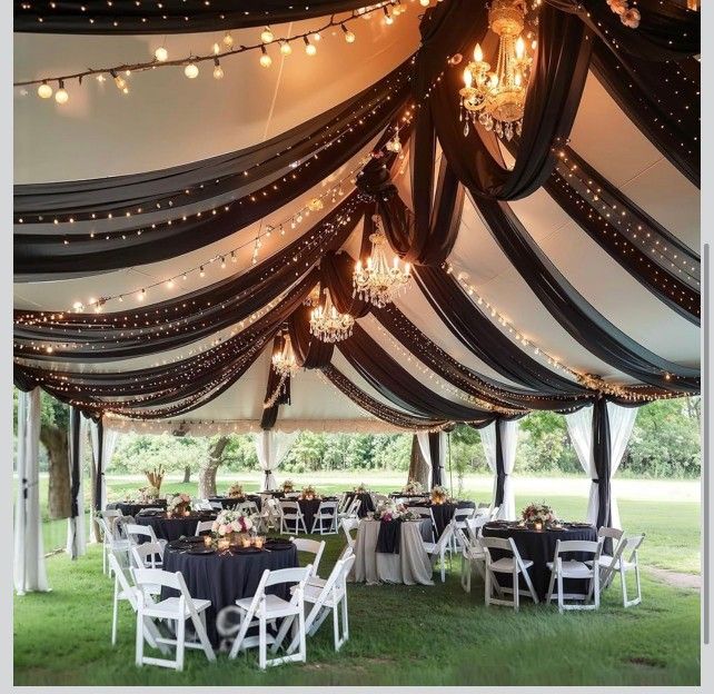 Black Wedding Ceiling Curtains, Tent, Draped Curtains