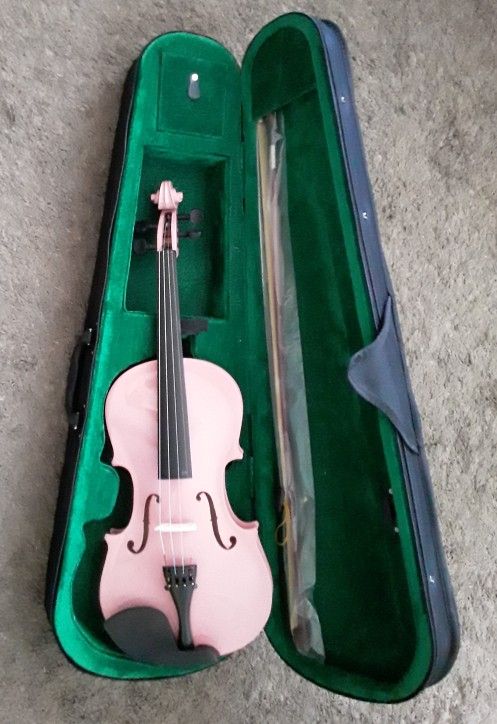 Brand New Maple Wood Violin With An Beautiful Powder Pink Finish