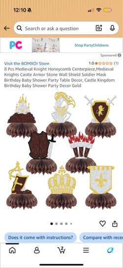 8 Pcs Medieval Knight Honeycomb Centerpiece, Medieval Knights Castle Armor Stone Wall Shield Soldier Mask Birthday Baby Shower Party Table Decor, Cast
