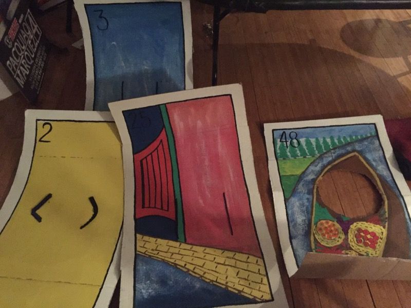 Homemade Mexican Loteria Halloween costumes: la chalupa, el diablo, la dama, el borracho
