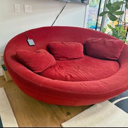 Large Red Cellini UFO Sofa Oval Round Cloth Couch Loveseat Chair