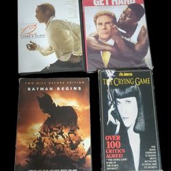 DVD 's GET HARD, 12 YEARS A SLAVE, BATMAN BEGINS,  VHS CRYING GAME