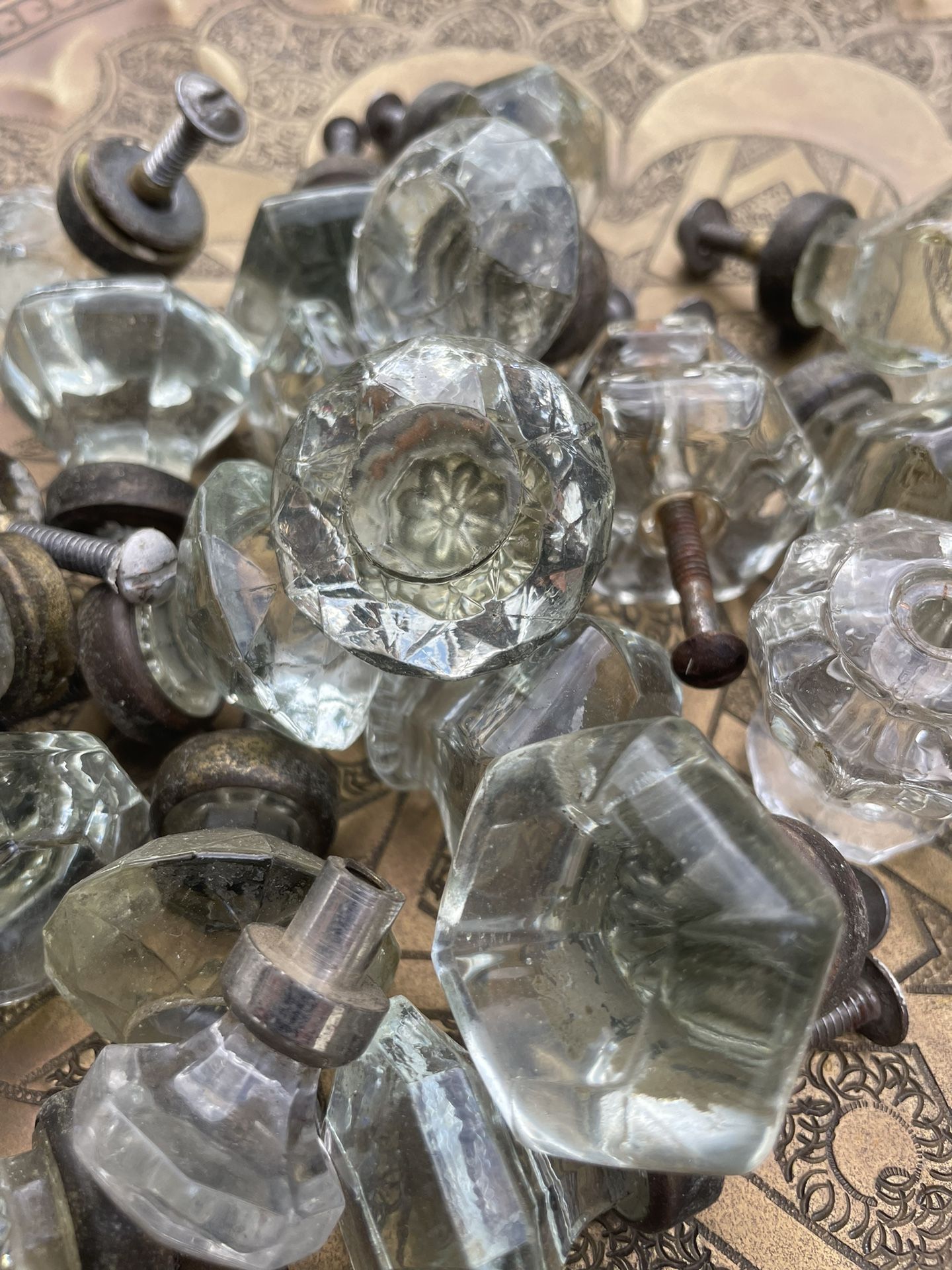 Vintage Small Glass Door Knobs, Dresser Drawer Knobs