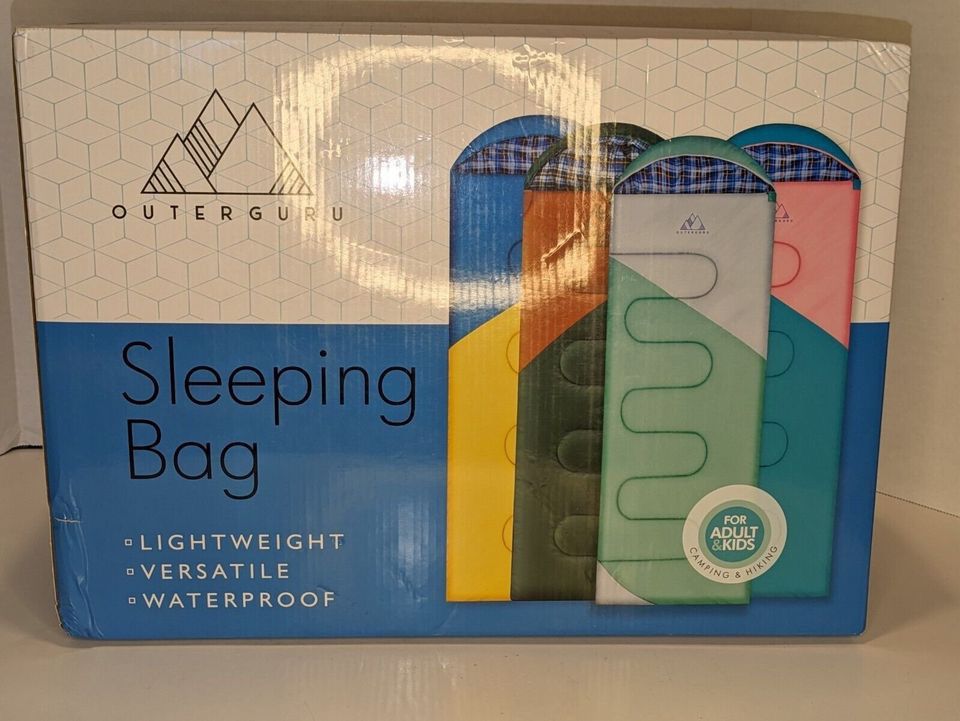Outer Guru Sleeping Bag Lightweight, Versatile, Waterproof Yellow Blue NIB