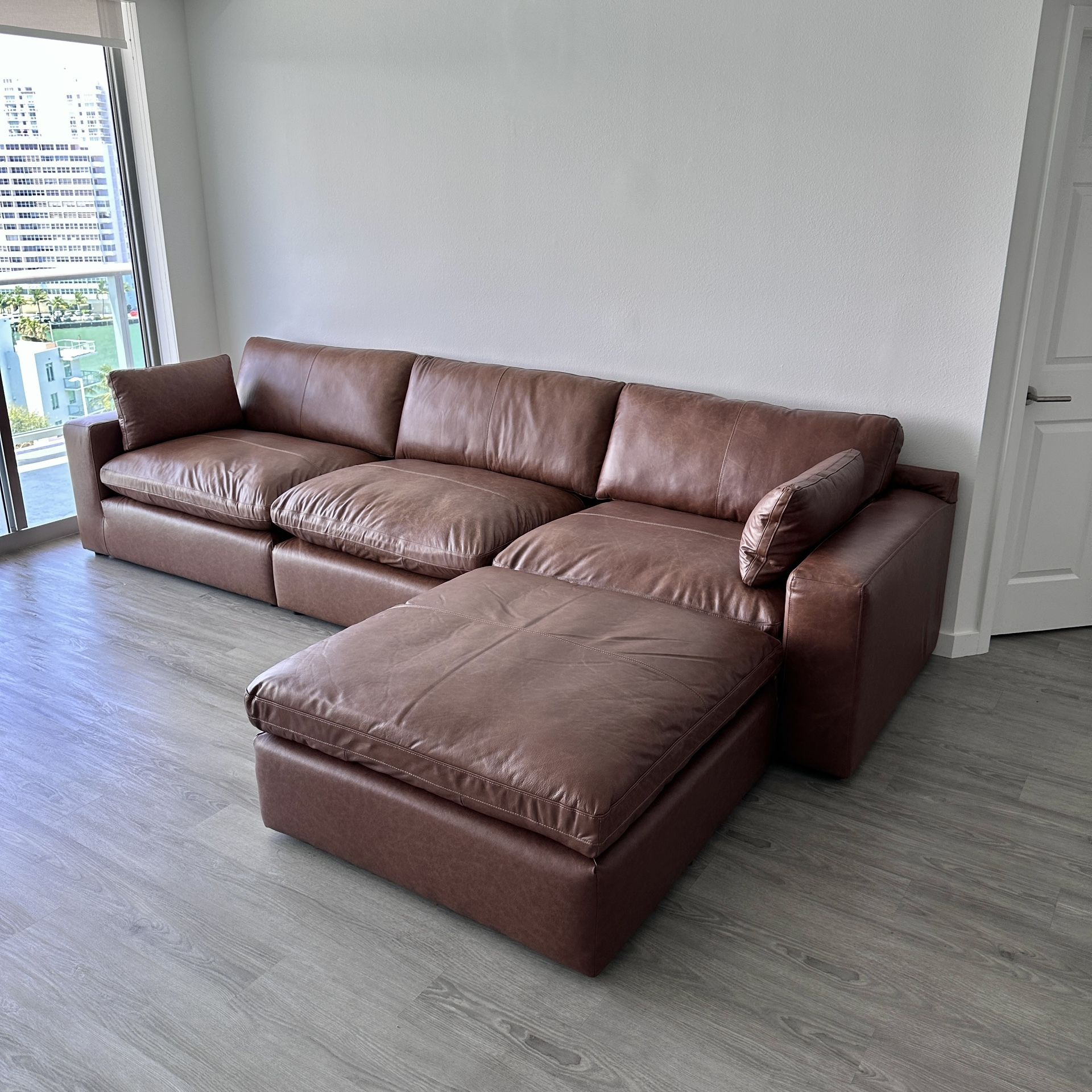 Leather Cloud Couch Modular Sofa