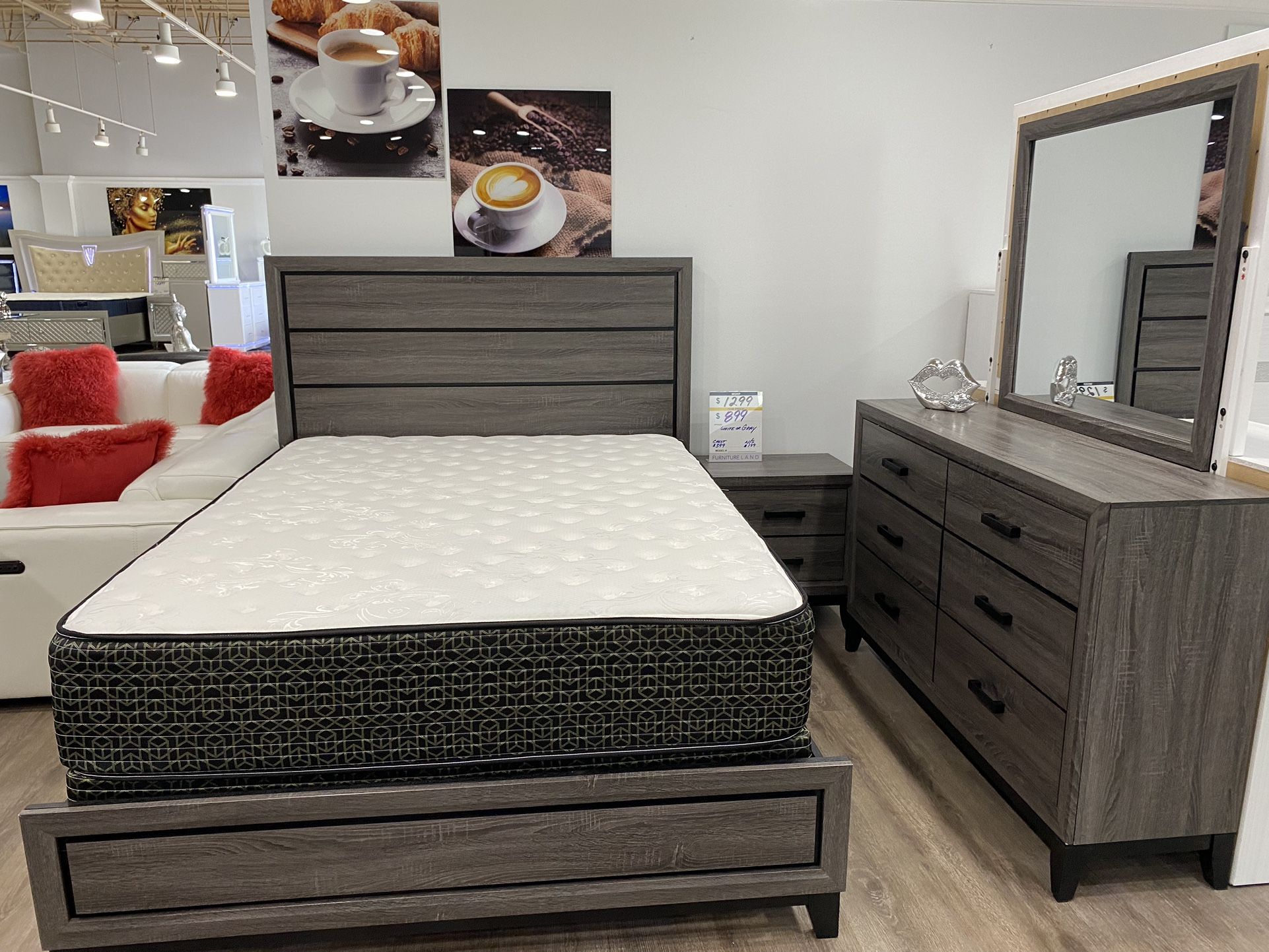 5 Piece Bedroom Set Available In Gray Or White 🔥🔥 $750